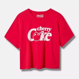 Torrid Cherry Coke Relaxed Fit Crop Crew Tee NWT Size 0X